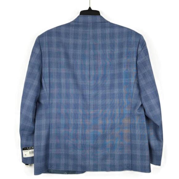 Lauren Ralph Lauren Classic-Fit Ultraflex Wool Suit Jacket Blue Plaid 36R NWT - Picture 3 of 4